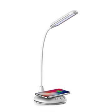 V-TAC VT-7505 4W Led table lamp with wireless charging and 3in1 colorchange dimmable white flexible body - SKU 8605