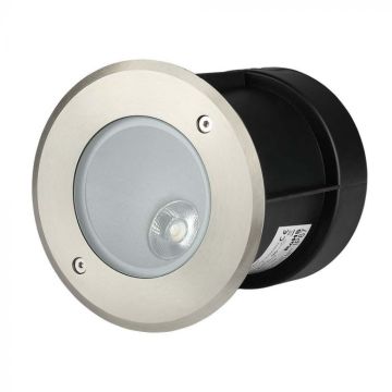 V-TAC VT-7679 8W COB LED-Einbaustrahler, rund, begehbar, 20° Schrägwinkel, Naturweiß 4000K, Silberaluminium, IP67 – Artikelnummer 218621