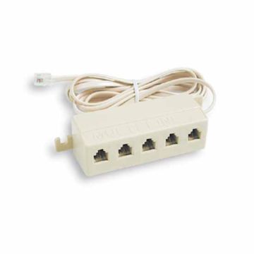 Multipresa telefonica 5 prese plug 6/4 c. cavo 2M colore avorio Fanton 22222