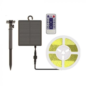 V-TAC 6W LED strip with solar panel and remote control strip kit IP67 coil 5m light 4000k - 23045