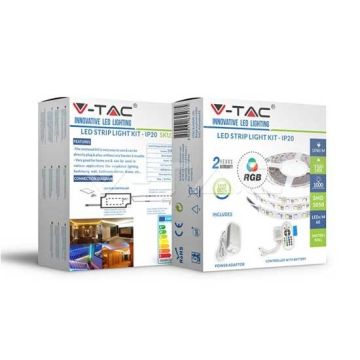 V-TAC VT-5050 led strip set 300LEDs RGB Non-waterproof smd5050 ip20 + remote Controller LED + power Supply - SKU 2558