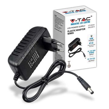 V-TAC VT-23044 Alimentatore switching stabilizzato 42W 12V 3.5A jack 2.1mm Plug&play - SKU 2672