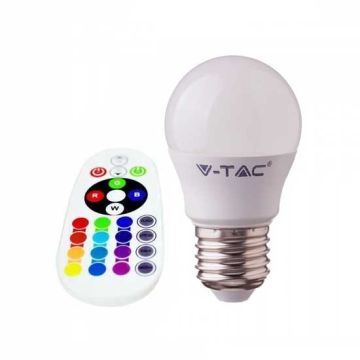 V-TAC SMART VT-2224 3.5W LED bulb E27 G45 RGB+W 3000K with RF remote control - sku 2772