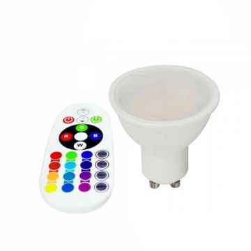 V-TAC SMART VT-2244 smd LED spot bulb 5.5W GU10 RGB+W warm white 3000K with remote control - sku 212778