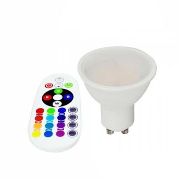 V-TAC SMART VT-2244 ampoule spot LED smd 5.5W GU10 RGB+W blanc chaud 3000K avec télécommande - sku 212778