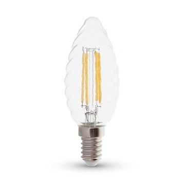 V-Tac VT-274 4W LED lampe Kerzen twist chip samsung smd filament 4W E14 warmweiß 2700K - SKU 279