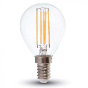 V-TAC VT-2486 Ampoule Led 6W E14 4000K lampe à incandescence 130lm/w goutte P45 verre clair sku 2855