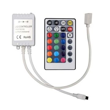 V-TAC VT-2428 Contrôleur avec télécommande infrarouge IR pour bande led 3IN1+RGB 12V/24V 28 boutons  - SKU 2899