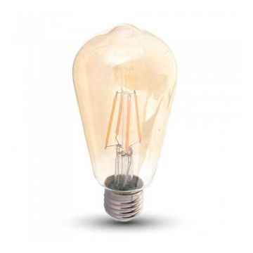 V-TAC PRO VT-276 6W LED bulb chip samsung filament E27 ST64 warm white 2.200K glass amber cover - SKU 290