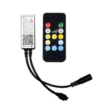 V-TAC VT-2427 Wifi controller with IR remote control for strip led 3IN1 12V/24V 12 buttons works with smartphone - SKU 2902