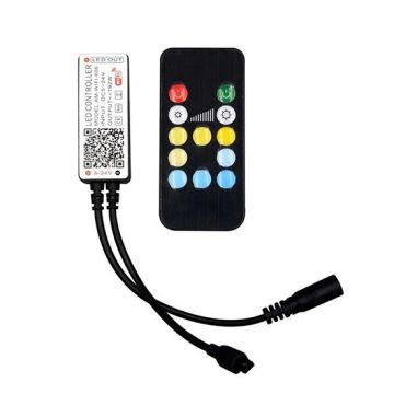 V-TAC VT-2427 Contrôleur Wi-Fi avec télécommande infrarouge IR pour bande led 3IN1 12V/24V 12 boutons fonctionne avec smartphone - SKU 2902