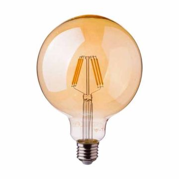 V-TAC PRO VT-296 6W LED globe bulb chip samsung filament E27 G95 warm white 2.200K glass amber cover - SKU 293