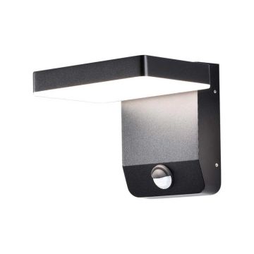 V-TAC VT-11020 led wall lamp with PIR sensor floodlight 17W 150lm/w square facade lighting black color 3000k modern design IP65 sku 2948