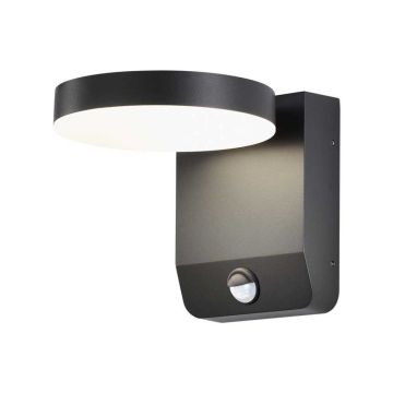 V-TAC VT-11020 applique led détecteur de mouvement 17W 150lm/w éclairage mural couleur noire 3000k design moderne IP65 sku 2956