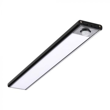 V-TAC VT-8142 LED bar lamp for wardrobe USB rechargeable 2w with door sensor furniture light black color 3000k sku 2964