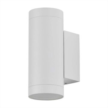 V-TAC VT-11015 LED wall spotlight round aluminum 2x GU10 lamp holder matt white color IP54 sku 2970