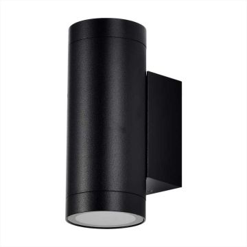 V-TAC VT-11015 Spot mural LED rond en aluminium 2x douille GU10 couleur noir mat IP54 sku 2971