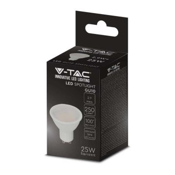 V-TAC VT-2333 LED spot bulb 2.9W GU10 spotlight 100° satin cover warm white light 3000K - 2987