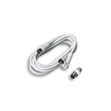 Extension cable TV 3M with straight plug and socket 90° white body Fanton 31080