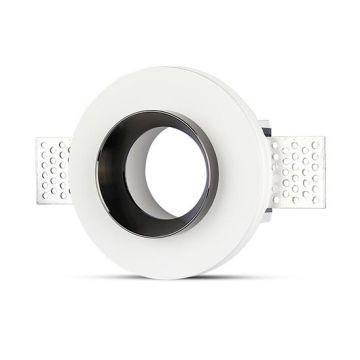 V-TAC VT-866 GU10-GU5.3 housing round recessed white gypsum with metal gun black finish for Spotlights - sku 3145