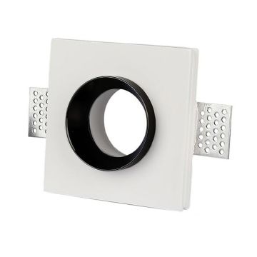 V-TAC VT-866 plafond carré gypse blanc encastré avec finition en métal noir pour led GU10-GU5.3 - SKU 3148