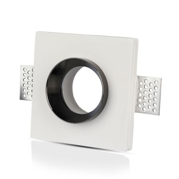 V-TAC VT-866 GU10-GU5.3 housing square recessed white gypsum with chrome metal finish for Spotlights - sku 3149