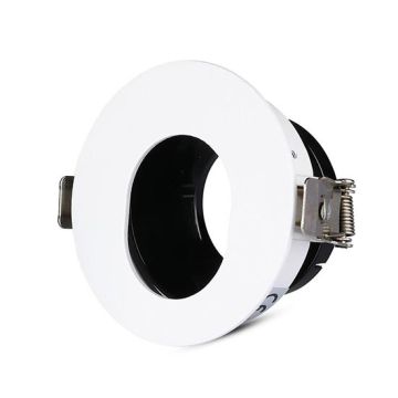 V-TAC VT-874 Plafond Rond trou ovale blanc+noir réglable 15° twist to open pour Spotlights LED GU10-GU5.3 - SKU 3161