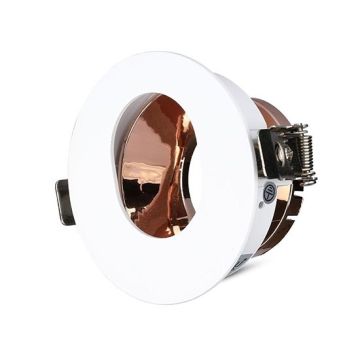 V-TAC VT-874 GU10-GU5.3 Fitting White+Rose gold round oval hole 15°Adjustable twist to open for Spotlights - SKU 3163