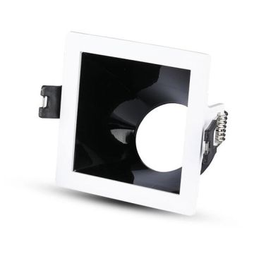 V-TAC VT-875 Portafaretto incasso quadrato bianco con interno inclinato nero per lampade GU10-GU5.3 - SKU 3165