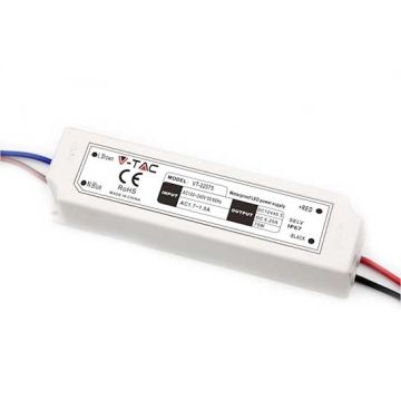 V-TAC VT-22075 Alimentation led slim 75W 12V 6A étanche IP67 en plastique - SKU 3235