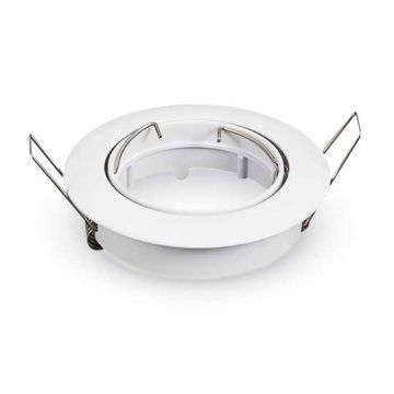 V-TAC VT-779 Support de spot encastrable LED rond en aluminium GU10 orientable 15° couleur blanche sku 3587