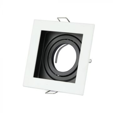 V-TAC VT-781 Quadratischer LED-Einbaustrahler aus weißem Metall, verstellbar 15° GU10