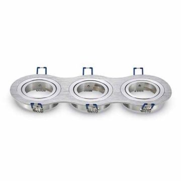 V-TAC VT-784RD GU10-GU5.3 Fitting satin nickel round 15°Adjustable for 3*Spotlights - SKU 3604