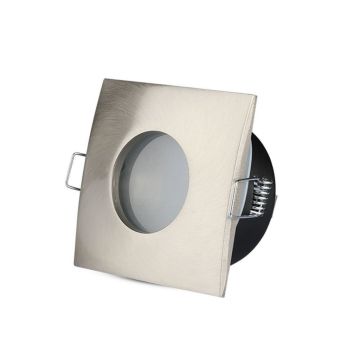 V-TAC VT-787SQ Quadratischer LED-Einbaustrahler Wasserdicht IP54 GU10 und GU5.3 Farbe Satin Nickel Sku 3616