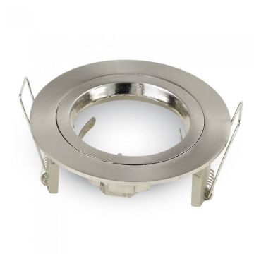 V-TAC VT-774 Portafaretto incasso alluminio rotondo nickel satinato TWIST TO OPEN per lampade GU10-GU5.3 - SKU 3643