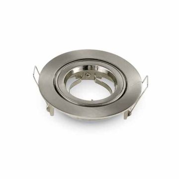 V-TAC VT-775 Portafaretto incasso rotondo orientabile TWIST TO OPEN nickel satinato per lampade GU10-GU5.3 VT-775 - SKU 3646