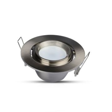 V-TAC VT-700S Plafond rond nickel satiné réglable 30° pour spotlights gu10-gu5.3 - SKU 3690