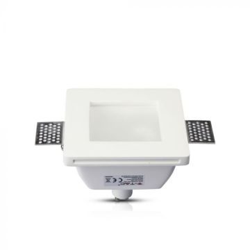 Plafond Plâtre V-TAC Blanc Avec verre de givre pour allocation Spot LED GU10 VT-801RD/SQ – SKU 3691 Carré