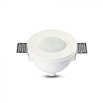 V-TAC VT-801RD Portafaretto rotondo in gesso ad incasso a scomparsa con vetro smerigliato per LED GU10 - SKU 3692