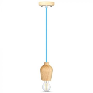 V-TAC VT-7778-BL Walnut wooden LED lamp holder chandelier + Blue cable 1 meter - 3722