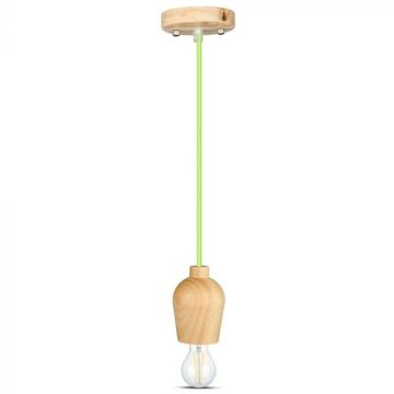 V-TAC VT-7778-GN Walnut wooden LED lamp holder chandelier + Green cable 1 meter - 3725