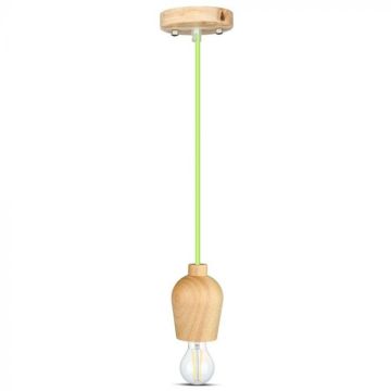 V-TAC VT-7778-GN Lustre porte-lampe LED en bois de noyer + Câble vert 1 mètre - 3725