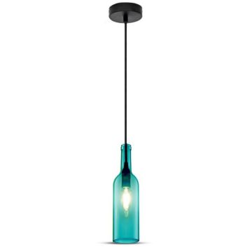 V-TAC VT-7558 Lustre bouteille en verre décoratif Led 1MT E14 douille Ф72mm couleur bleue sku 3768