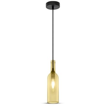 V-TAC VT-7558 Lustre en verre ambré en forme de bouteille décorative Led 1MT E14 douille Ф72mm couleur ambre sku 3770