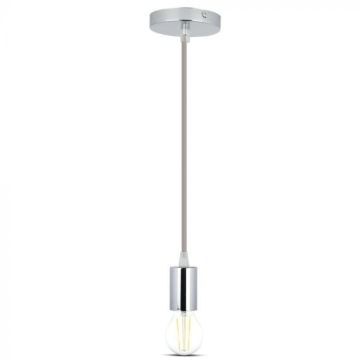 V-TAC VT-7338 Pendant Light 1MT E27 Elegant Stylish metal cup Ф39mm grey wire - SKU 3786