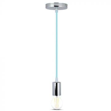 V-TAC VT-7338 Lustre suspendu 1MT E27 en métal avec câble de couleur bleu clair Ф39mm IP20 - SKU 3787