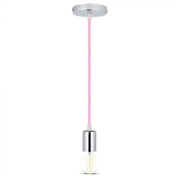V-TAC VT-7338 Pendant chandelier 1MT E27 in metal with pink colored cable Ф39mm IP20 - SKU 3789