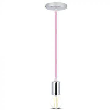 V-TAC VT-7338 Lustre suspendu 1MT E27 en métal avec câble de couleur rose Ф39mm IP20 - SKU 3789