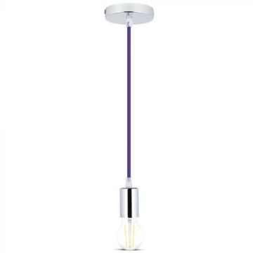 V-TAC VT-7338 Lampadario a sospensione 1MT E27 in metallo con cavo colorato viola Ф39mm IP20 - SKU 3790