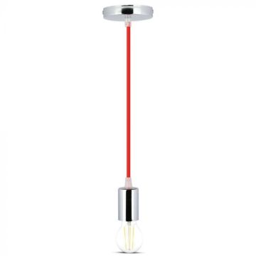 V-TAC VT-7338 Lumière Pendant 1MT E27 coupelle métallique Ф39mm Câble rouge - SKU 3791